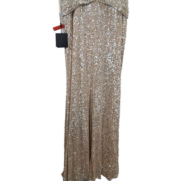 New MAC DUGGAL 26598 Nude Sequim V-Neck Wrap Waist Gown Women's (16)--$398 - Picture 11 of 16